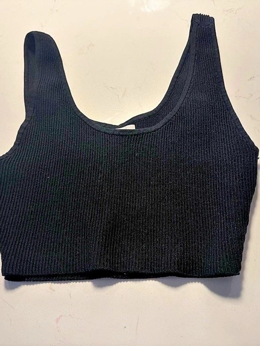 Babaton Sculpt Knit Squareneck Cropped Tank Black Medium